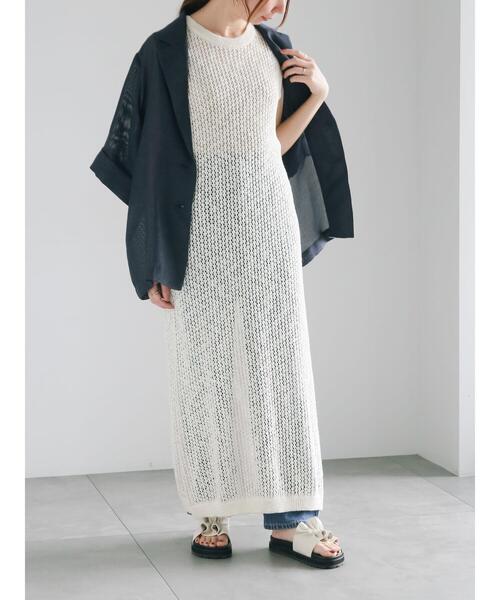 Te chichi(テチチ)の「メッシュニットワンピース《2025summer catalog item》(ワンピース・レディース・ブラック/オフホワイト・F)」の18枚目の写真