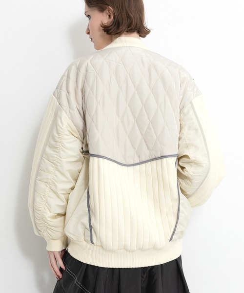 AULA AILA（アウラアイラ）の「ニットアンドキルテッドタフタブルゾン（ブルゾン・レディース・アイボリー/ブラック/ブラウン・0）」の22枚目の写真