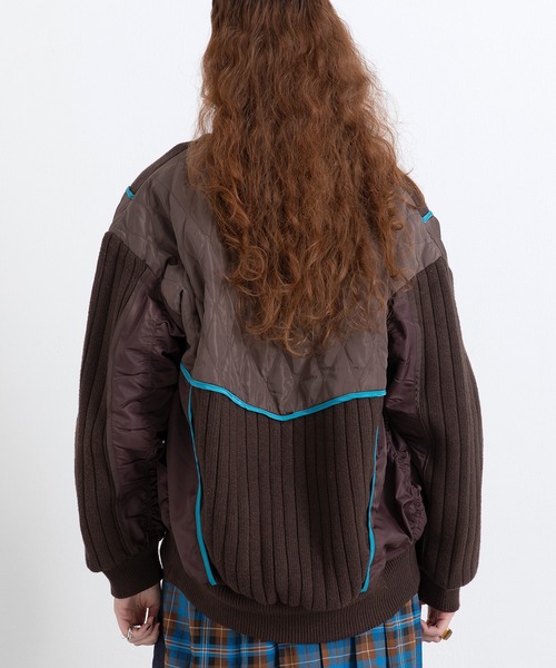 AULA AILA（アウラアイラ）の「ニットアンドキルテッドタフタブルゾン（ブルゾン・レディース・アイボリー/ブラック/ブラウン・0）」の15枚目の写真