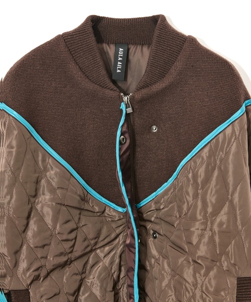 AULA AILA（アウラアイラ）の「ニットアンドキルテッドタフタブルゾン（ブルゾン・レディース・アイボリー/ブラック/ブラウン・0）」の12枚目の写真