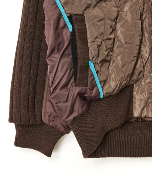 AULA AILA（アウラアイラ）の「ニットアンドキルテッドタフタブルゾン（ブルゾン・レディース・アイボリー/ブラック/ブラウン・0）」の11枚目の写真