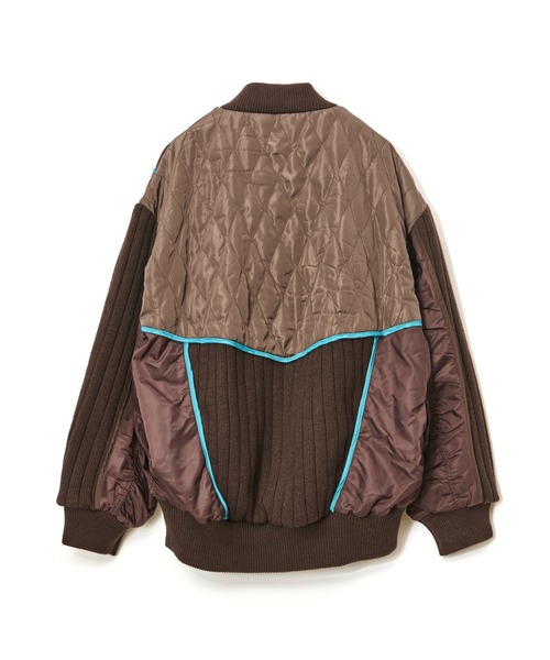 AULA AILA（アウラアイラ）の「ニットアンドキルテッドタフタブルゾン（ブルゾン・レディース・アイボリー/ブラック/ブラウン・0）」の8枚目の写真