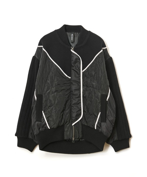 AULA AILA（アウラアイラ）の「ニットアンドキルテッドタフタブルゾン（ブルゾン・レディース・アイボリー/ブラック/ブラウン・0）」の7枚目の写真