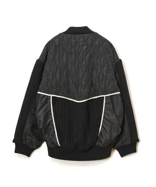 AULA AILA（アウラアイラ）の「ニットアンドキルテッドタフタブルゾン（ブルゾン・レディース・アイボリー/ブラック/ブラウン・0）」の6枚目の写真