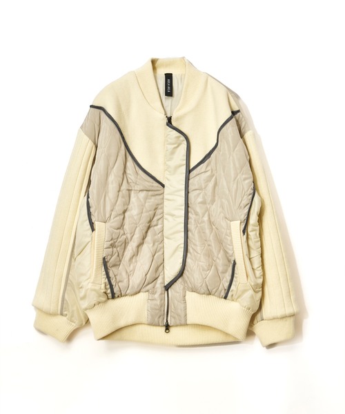 AULA AILA（アウラアイラ）の「ニットアンドキルテッドタフタブルゾン（ブルゾン・レディース・アイボリー/ブラック/ブラウン・0）」の5枚目の写真