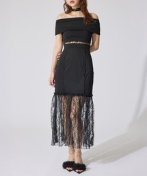 レースコンビオフショルカットワンピース 夏服