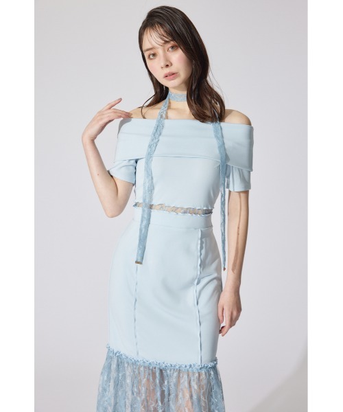 rienda(リエンダ)の「レースコンビオフショルカットワンピース 夏服(ワンピース・レディース・ブルー/ホワイト/ブラック・SMALL/MEDIUM)」の7枚目の写真