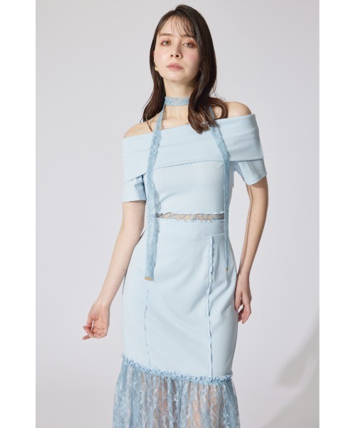 rienda(リエンダ)の「レースコンビオフショルカットワンピース 夏服(ワンピース・レディース・ブルー/ホワイト/ブラック・SMALL/MEDIUM)」の6枚目の写真