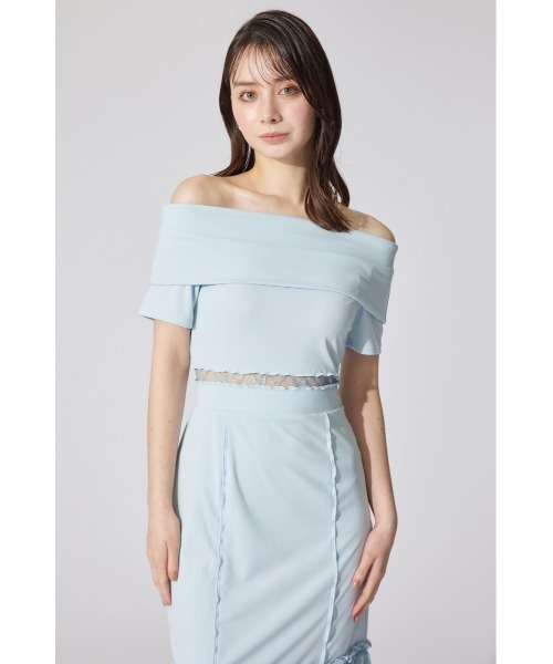 rienda(リエンダ)の「レースコンビオフショルカットワンピース 夏服(ワンピース・レディース・ブルー/ホワイト/ブラック・SMALL/MEDIUM)」の5枚目の写真