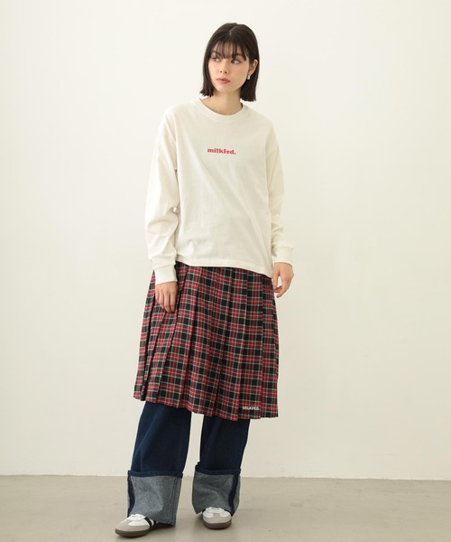 MILKFED.(ミルクフェド)の「PLEATED PLAID SKIRT(スカート・レディース・ブラック/レッド/ネイビー・ONE SIZE)」の6枚目の写真