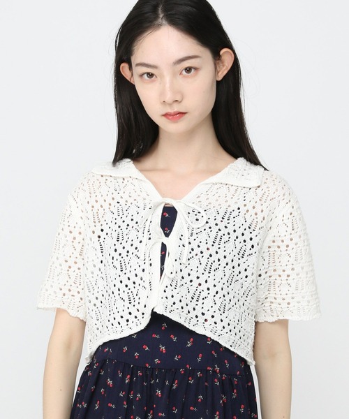 3.3 Field Trip （3.3フィールドトリップ）の「3.3 Field Trip／クロシェデザインカーディガン（カーディガン/ボレロ・レディース・ホワイト/ブラック・FREE）」の7枚目の写真