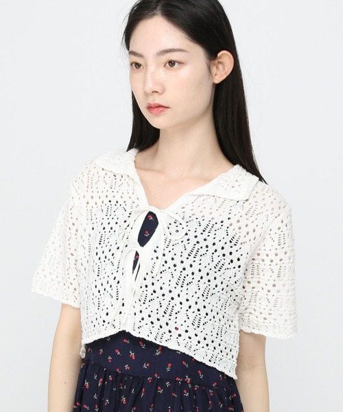 3.3 Field Trip （3.3フィールドトリップ）の「3.3 Field Trip／クロシェデザインカーディガン（カーディガン/ボレロ・レディース・ホワイト/ブラック・FREE）」の8枚目の写真