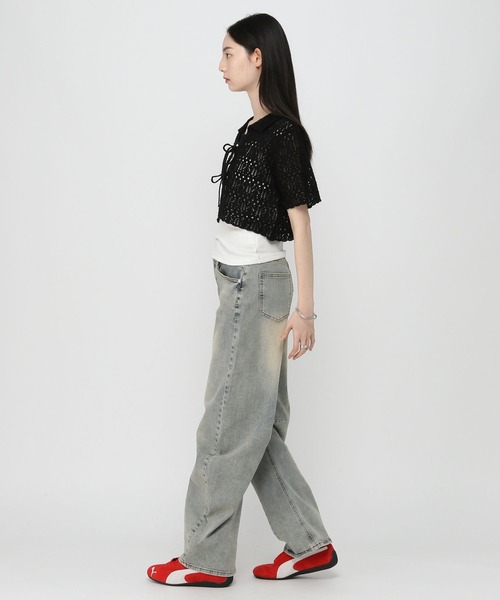 3.3 Field Trip （3.3フィールドトリップ）の「3.3 Field Trip／クロシェデザインカーディガン（カーディガン/ボレロ・レディース・ホワイト/ブラック・FREE）」の10枚目の写真