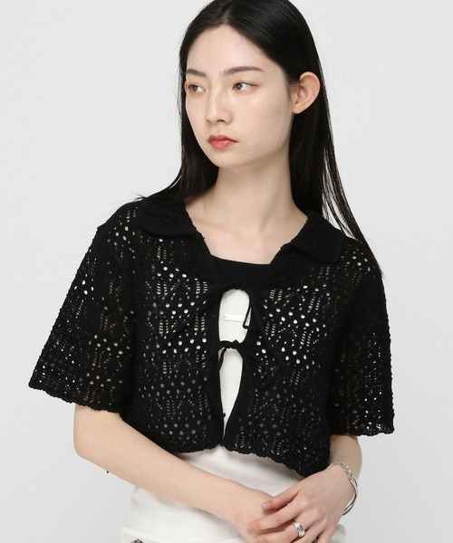 3.3 Field Trip （3.3フィールドトリップ）の「3.3 Field Trip／クロシェデザインカーディガン（カーディガン/ボレロ・レディース・ホワイト/ブラック・FREE）」の12枚目の写真