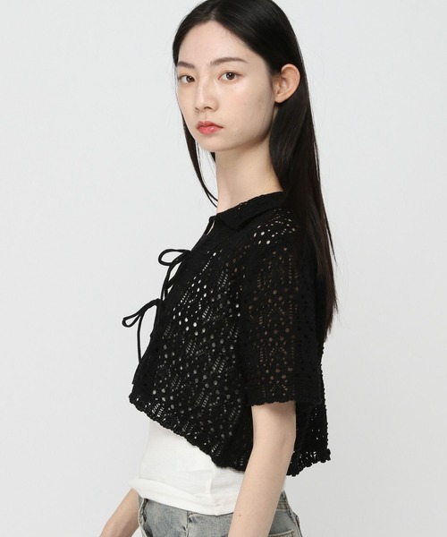 3.3 Field Trip （3.3フィールドトリップ）の「3.3 Field Trip／クロシェデザインカーディガン（カーディガン/ボレロ・レディース・ホワイト/ブラック・FREE）」の13枚目の写真