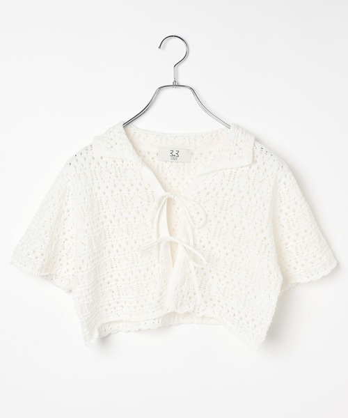 3.3 Field Trip （3.3フィールドトリップ）の「3.3 Field Trip／クロシェデザインカーディガン（カーディガン/ボレロ・レディース・ホワイト/ブラック・FREE）」の15枚目の写真