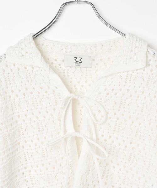 3.3 Field Trip （3.3フィールドトリップ）の「3.3 Field Trip／クロシェデザインカーディガン（カーディガン/ボレロ・レディース・ホワイト/ブラック・FREE）」の17枚目の写真