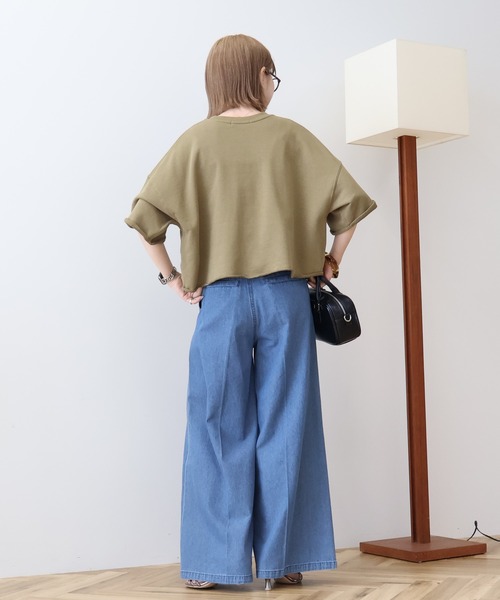 AMERICAN HOLIC(アメリカンホリック)の「ミニ裏毛5分袖プルオーバー(Tシャツ/カットソー・レディース・アイボリー/チャコールグレー/グレー系その他/オリーブ・L/M)」の16枚目の写真