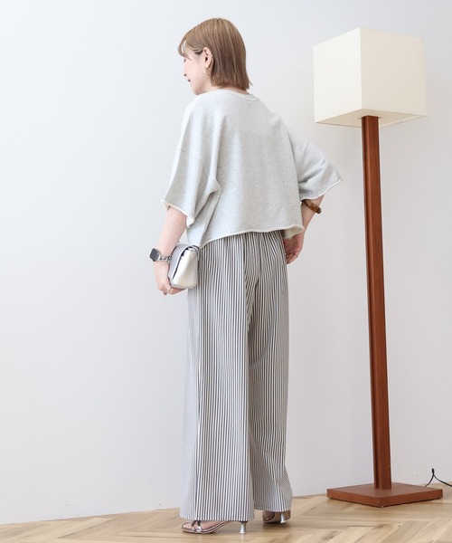 AMERICAN HOLIC(アメリカンホリック)の「ミニ裏毛5分袖プルオーバー(Tシャツ/カットソー・レディース・アイボリー/チャコールグレー/グレー系その他/オリーブ・L/M)」の9枚目の写真