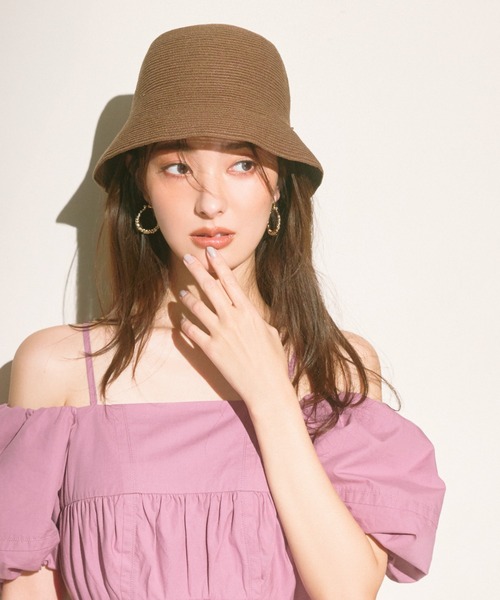 SNIDEL（スナイデル）の「ペーパーハット（ハット・レディース・ブラック/ベージュ/ブラウン・F）」の2枚目の写真