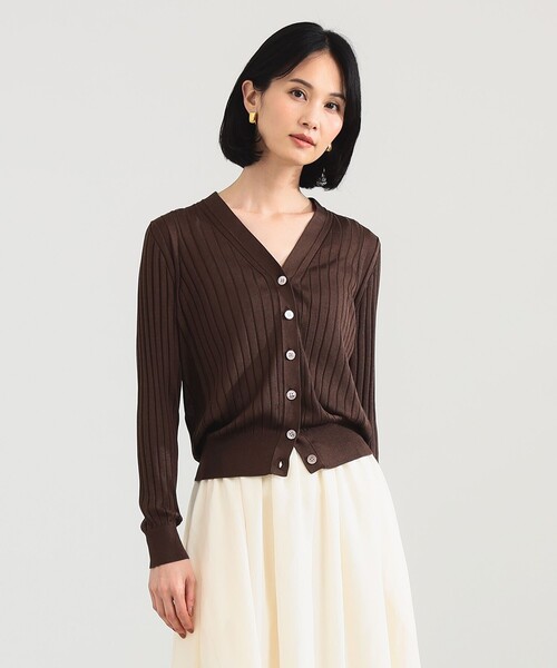 別注】SLOANE / 18ゲージ シルクリブ Vネック カーディガン