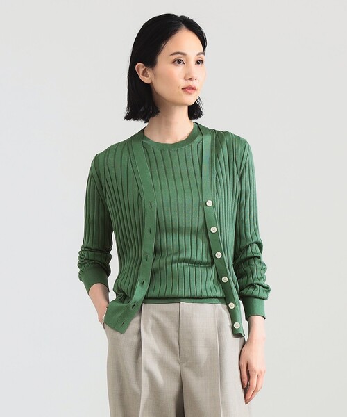 別注】SLOANE / 18ゲージ シルクリブ Vネック カーディガン