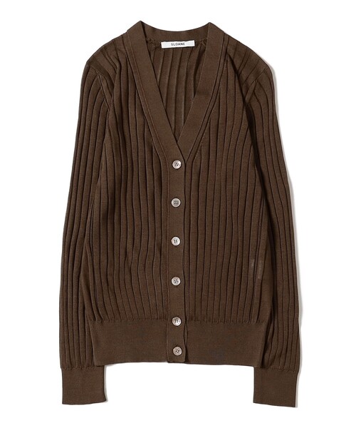 別注】SLOANE / 18ゲージ シルクリブ Vネック カーディガン