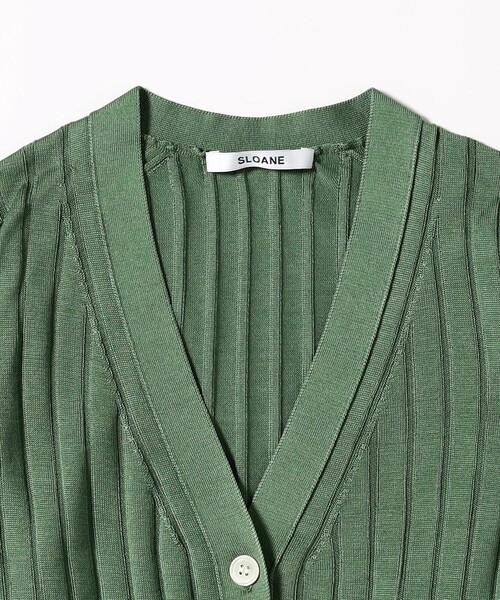 別注】SLOANE / 18ゲージ シルクリブ Vネック カーディガン