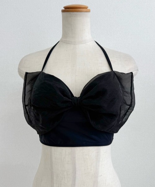 TeddyShop（テディショップ）の「レディース水着 大きなリボンのホルターネックフリルビキニ 上下2点セット（水着・レディース・ブラック・S/M/L）」の11枚目の写真