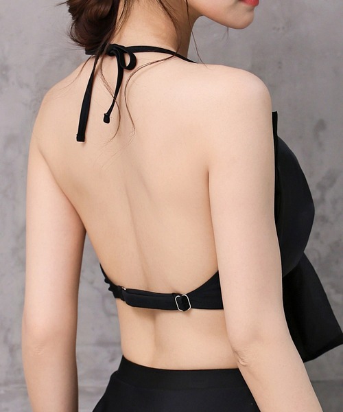 TeddyShop（テディショップ）の「レディース水着 大きなリボンのホルターネックフリルビキニ 上下2点セット（水着・レディース・ブラック・S/M/L）」の14枚目の写真