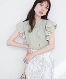 natural couture | 【WEB限定】配色ラッフルスリーブブラウス(シャツ/ブラウス)
