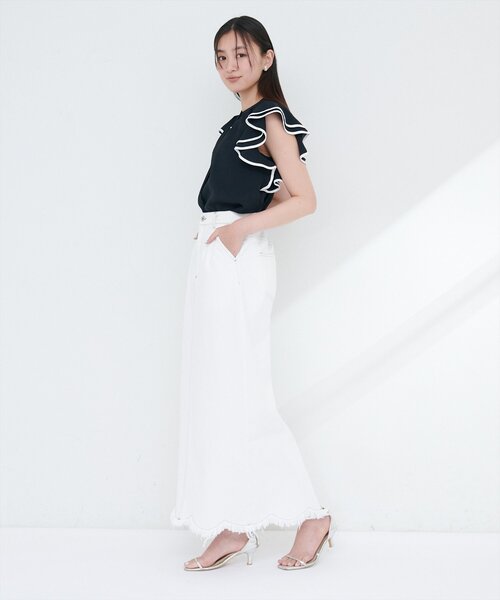 natural couture（ナチュラルクチュール）の「【WEB限定】配色ラッフルスリーブブラウス（シャツ/ブラウス・レディース・アイボリー/ライトベージュ/ブラック/ピンク/ミント・FREE）」の17枚目の写真