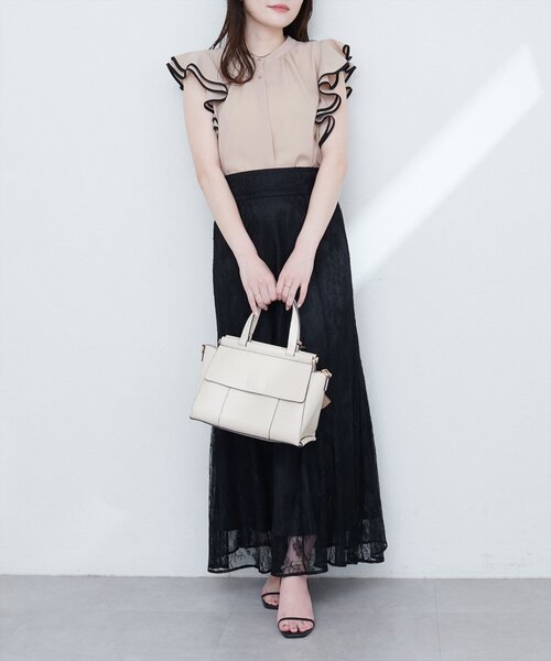 natural couture（ナチュラルクチュール）の「【WEB限定】配色ラッフルスリーブブラウス（シャツ/ブラウス・レディース・アイボリー/ライトベージュ/ブラック/ピンク/ミント・FREE）」の22枚目の写真