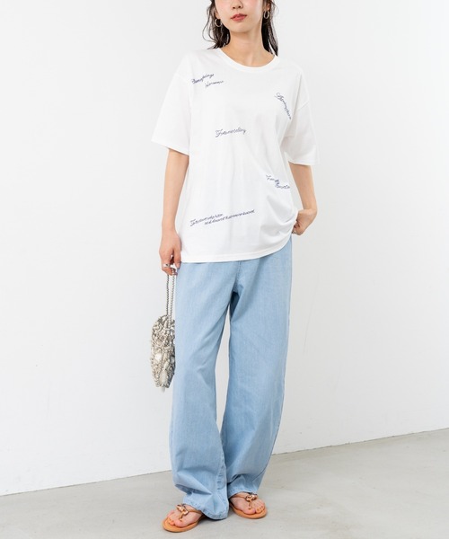 refinedworks(リファインドワークス)の「【refinedworks】ゆるっと可愛い ロゴ刺繍Tシャツ(Tシャツ/カットソー・レディース・ホワイト/チャコールグレー・FREE)」の19枚目の写真