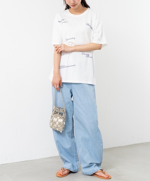 refinedworks(リファインドワークス)の「【refinedworks】ゆるっと可愛い ロゴ刺繍Tシャツ(Tシャツ/カットソー・レディース・ホワイト/チャコールグレー・FREE)」の20枚目の写真