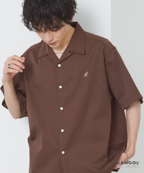 KANGOL(カンゴール)の「KANGOL/カンゴール 別注 ワンポイント刺繍 オープンカラー半袖シャツ<UVカット/イージーケア>(シャツ/ブラウス・メンズ・ネイビー/オフホワイト/サックスブルー/ライトベージュ/チャコール/ブラック/ブラウン/ダークネイビー/グリーン・S/L/M)」の4枚目の写真
