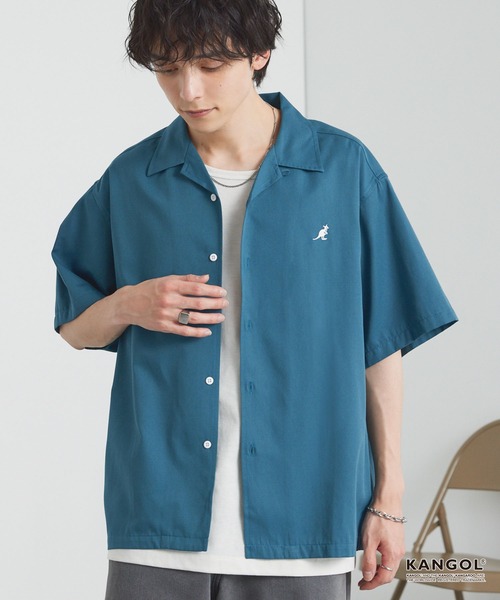 KANGOL(カンゴール)の「KANGOL/カンゴール 別注 ワンポイント刺繍 オープンカラー半袖シャツ<UVカット/イージーケア>(シャツ/ブラウス・メンズ・ネイビー/オフホワイト/サックスブルー/ライトベージュ/チャコール/ブラック/ブラウン/ダークネイビー/グリーン・S/L/M)」の6枚目の写真