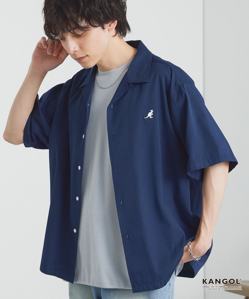 KANGOL(カンゴール)の「KANGOL/カンゴール 別注 ワンポイント刺繍 オープンカラー半袖シャツ<UVカット/イージーケア>(シャツ/ブラウス・メンズ・ネイビー/オフホワイト/サックスブルー/ライトベージュ/チャコール/ブラック/ブラウン/ダークネイビー/グリーン・S/L/M)」の9枚目の写真