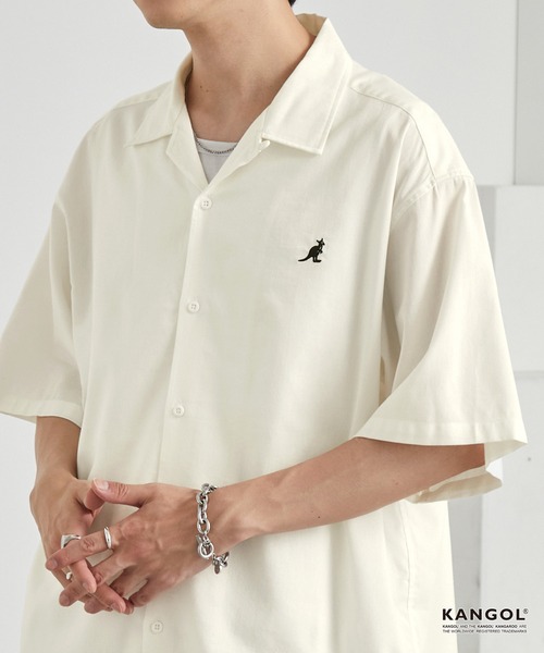 KANGOL(カンゴール)の「KANGOL/カンゴール 別注 ワンポイント刺繍 オープンカラー半袖シャツ(シャツ/ブラウス・メンズ・ネイビー/オフホワイト/サックスブルー/ライトベージュ/チャコール/ブラック・S/L/M)」の8枚目の写真