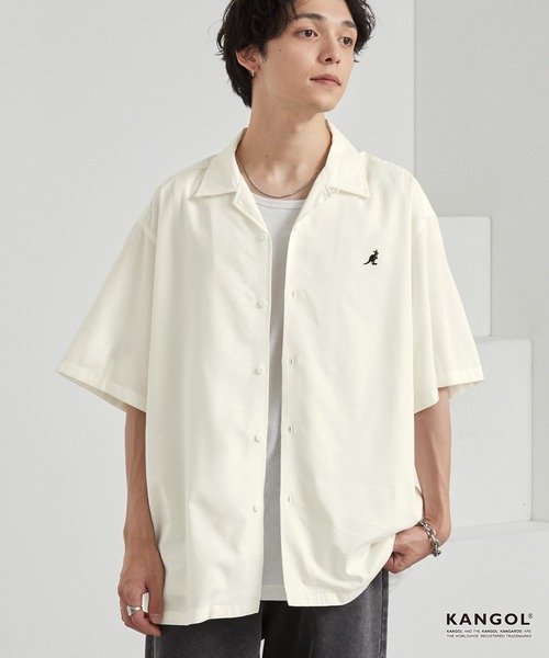 KANGOL(カンゴール)の「KANGOL/カンゴール 別注 ワンポイント刺繍 オープンカラー半袖シャツ(シャツ/ブラウス・メンズ・ネイビー/オフホワイト/サックスブルー/ライトベージュ/チャコール/ブラック・S/L/M)」の11枚目の写真