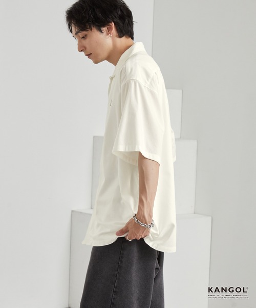 KANGOL(カンゴール)の「KANGOL/カンゴール 別注 ワンポイント刺繍 オープンカラー半袖シャツ(シャツ/ブラウス・メンズ・ネイビー/オフホワイト/サックスブルー/ライトベージュ/チャコール/ブラック・S/L/M)」の12枚目の写真