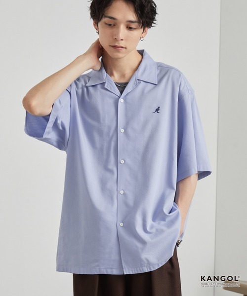 KANGOL(カンゴール)の「KANGOL/カンゴール 別注 ワンポイント刺繍 オープンカラー半袖シャツ(シャツ/ブラウス・メンズ・ネイビー/オフホワイト/サックスブルー/ライトベージュ/チャコール/ブラック・S/L/M)」の18枚目の写真