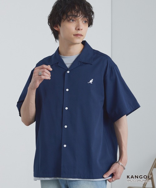 KANGOL/カンゴール 別注 ワンポイント刺繍 オープンカラー半袖シャツ