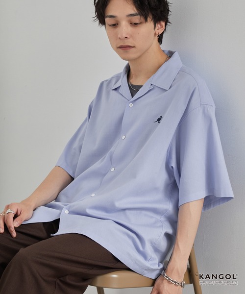 KANGOL(カンゴール)の「KANGOL/カンゴール 別注 ワンポイント刺繍 オープンカラー半袖シャツ(シャツ/ブラウス・メンズ・ネイビー/オフホワイト/サックスブルー/ライトベージュ/チャコール/ブラック・S/L/M)」の21枚目の写真