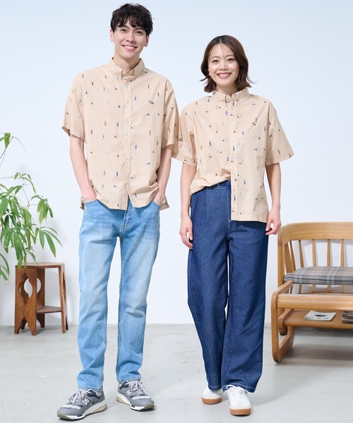 Arnold Palmer（アーノルドパーマー）の「アート総柄 半袖 シェア シャツ（シャツ/ブラウス・レディース・ネイビー/ベージュ/ホワイト・LL/L/M/XS/S）」の6枚目の写真