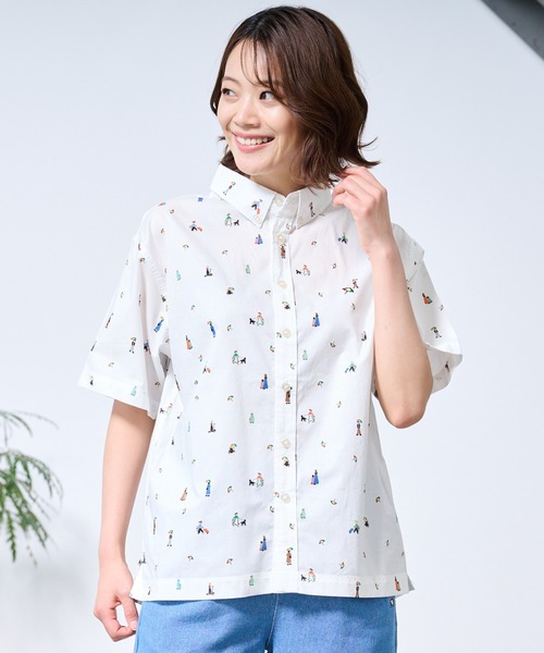 Arnold Palmer（アーノルドパーマー）の「アート総柄 半袖 シェア シャツ（シャツ/ブラウス・レディース・ネイビー/ベージュ/ホワイト・LL/L/M/XS/S）」の7枚目の写真