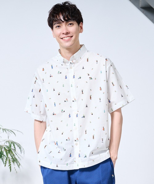 Arnold Palmer（アーノルドパーマー）の「アート総柄 半袖 シェア シャツ（シャツ/ブラウス・レディース・ネイビー/ベージュ/ホワイト・LL/L/M/XS/S）」の9枚目の写真