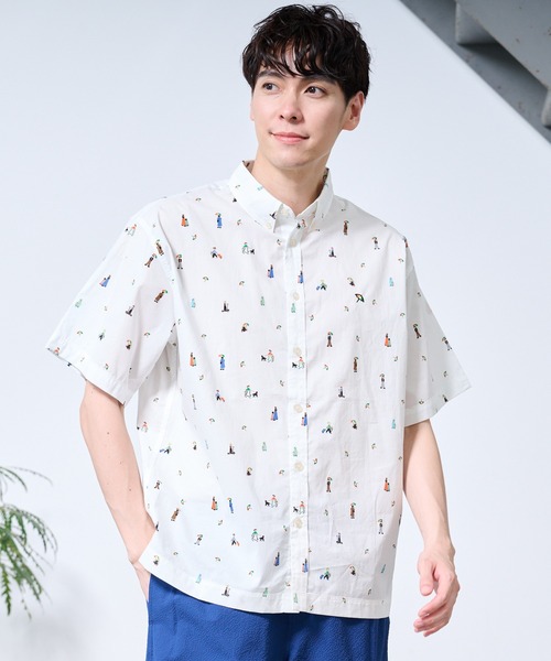 Arnold Palmer（アーノルドパーマー）の「アート総柄 半袖 シェア シャツ（シャツ/ブラウス・レディース・ネイビー/ベージュ/ホワイト・LL/L/M/XS/S）」の10枚目の写真