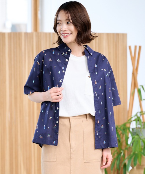 Arnold Palmer（アーノルドパーマー）の「アート総柄 半袖 シェア シャツ（シャツ/ブラウス・レディース・ネイビー/ベージュ/ホワイト・LL/L/M/XS/S）」の16枚目の写真