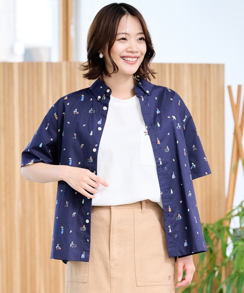 Arnold Palmer（アーノルドパーマー）の「アート総柄 半袖 シェア シャツ（シャツ/ブラウス・レディース・ネイビー/ベージュ/ホワイト・LL/L/M/XS/S）」の17枚目の写真